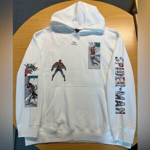 H&M - Loose Fit Hoodie - White/Spider-Man